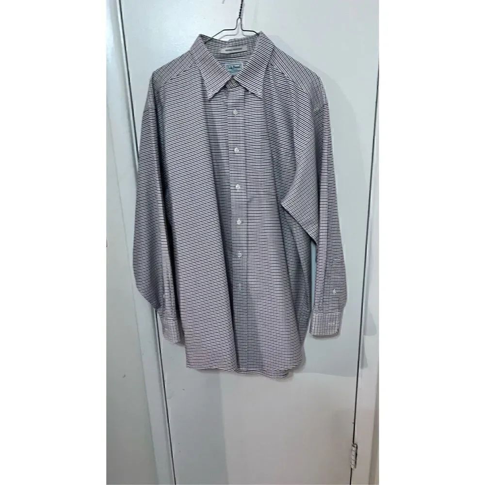 LL BEAN WRINKLE RESISTANT PLAIN MENS BUTTON DOWN SIZE 17 - 33 L